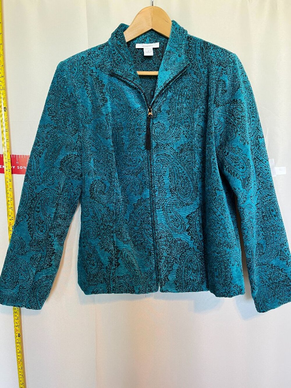 Teal Paisley Full-Zip Jacket size Medium